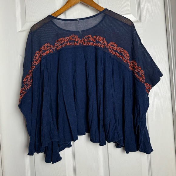 Free People Love Letter Tee in Embroidered Navy - Picture 4 of 5